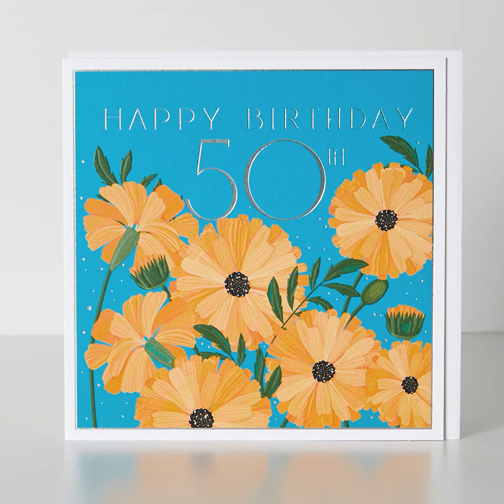 Poppies 50th Birthday card