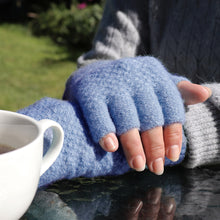 Load image into Gallery viewer, Pale Blue Knitted Fingerless Gloves
