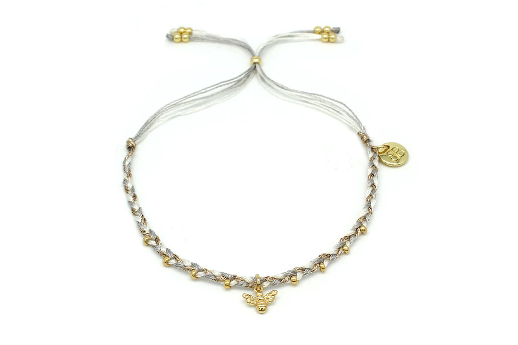 Nash grey and bee charm friendship bracelet