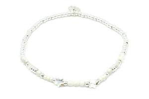 Polar Moonstone & Silver Star Stretch Bracelet