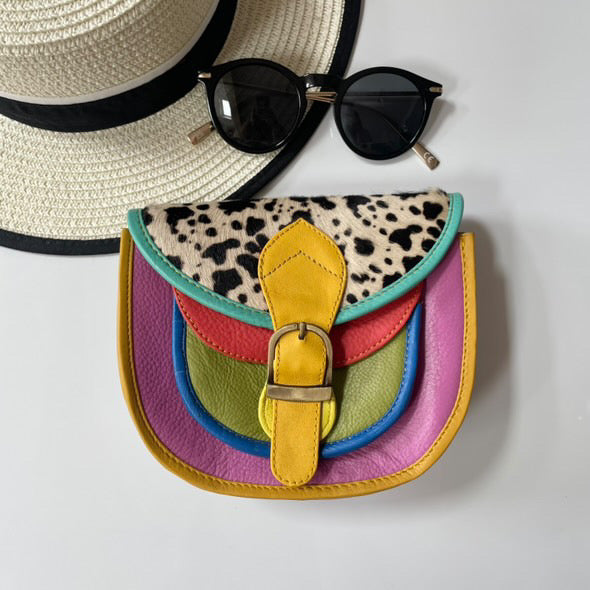 Olivia Pink Abstract Upcycled Leather Handbag