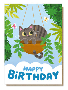 Happy Birthday Cat In Basket Card