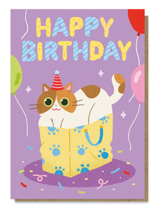 Cat In The Bag - Birthday Card