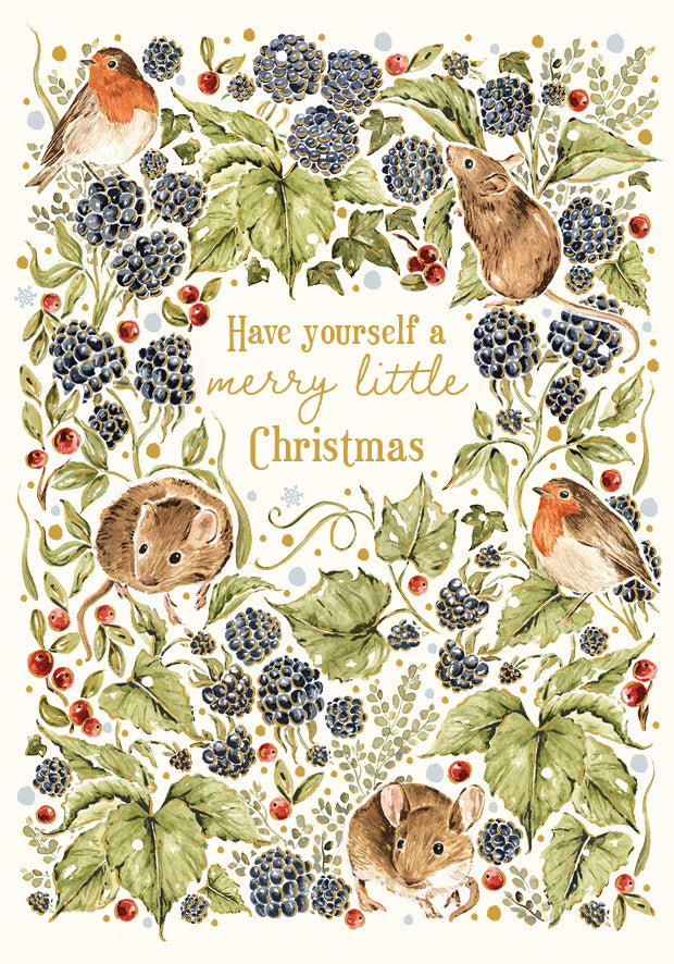 Merry Little Christmas mice card