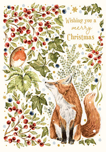 Fox and Robin card - wishing you a Merry Christmas