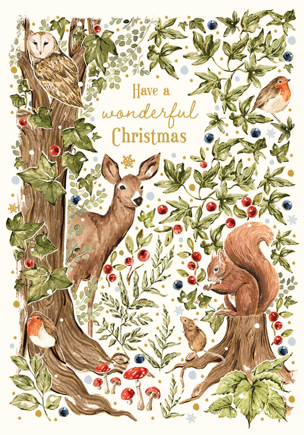 Deer and Squirrel card - have a wonderful Christmas