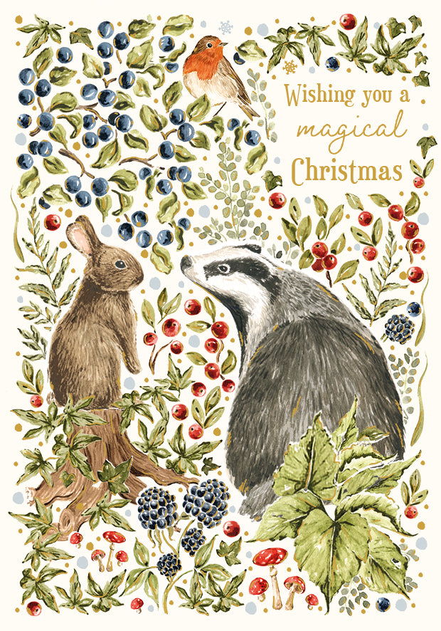 Badger and Rabbit card - Wishing you a magical Christmas
