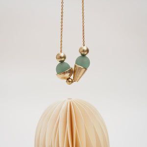Consta - aventurine sphere and cup gold plated brass necklace