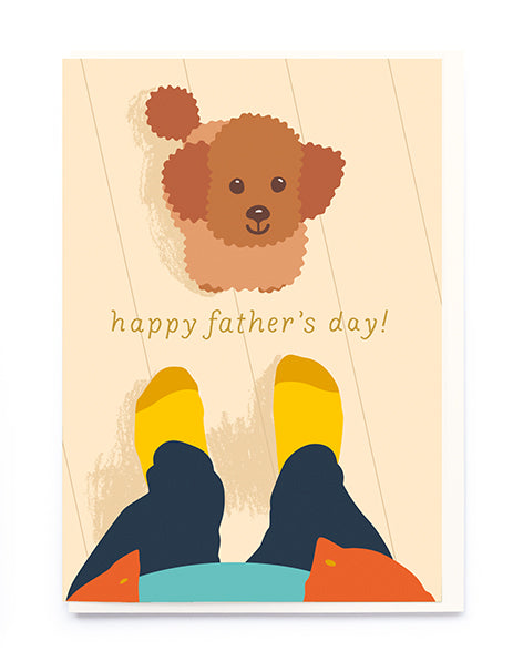 Dog and Yellow Socks Father's Day card