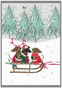 Advent Christmas Card - Dogs on Sleigh