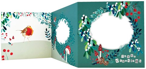 Concertina Christmas Card - Robin