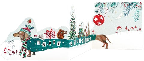 Concertina Christmas Card - Sausage Dog