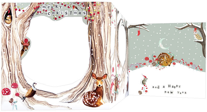Concertina Christmas Card - Woodland Deer