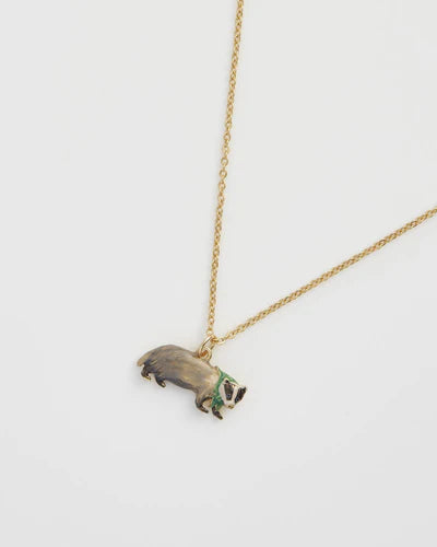 Enamel Cosy Badger charm necklace