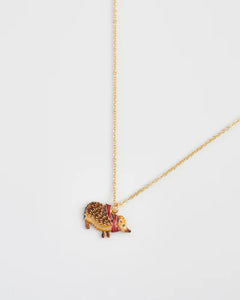 Enamel Cosy Hedgehog charm necklace