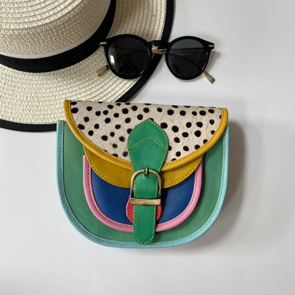 Olivia Green Spot Upcycled Leather Handbag