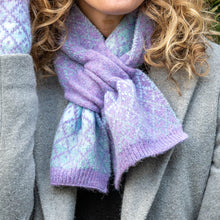 Load image into Gallery viewer, Lilac And Blue Diamond Design Pull Through Scarf
