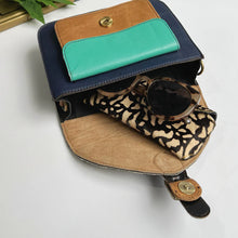 Load image into Gallery viewer, Dixie Blue Leopard Upcycled Leather Handbag
