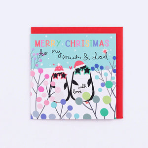 Mum and Dad Cool Penguins Christmas card