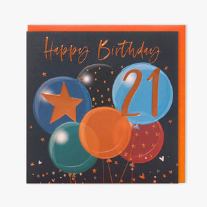 21st Balloons Birthday card