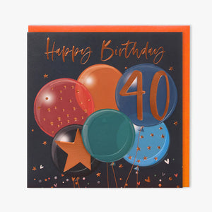 40th Balloons Birthday card