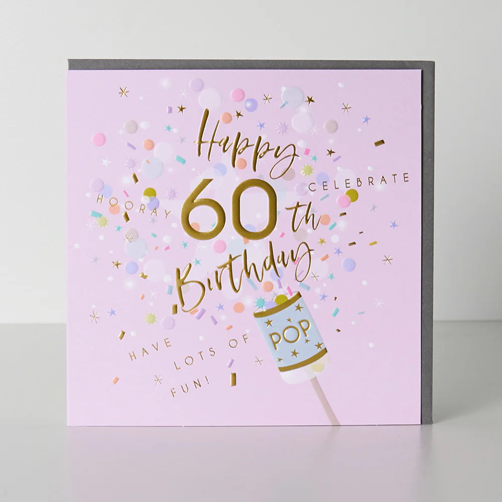 60th Party Popper Birthday card