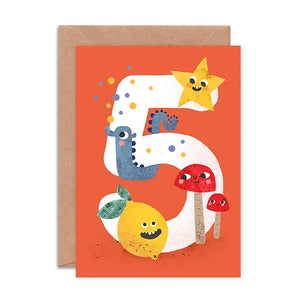 Crazy Critters Age Five Birthday Card