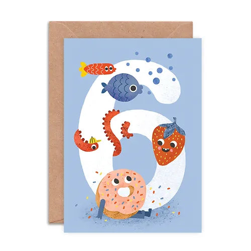 Crazy Critters Age Six Birthday Card