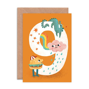 Crazy Critters Age Nine Birthday Card