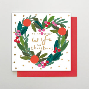 Christmas Card - Wife Heart Wreath