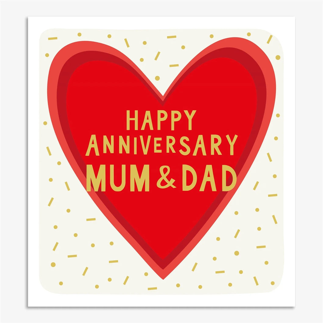 Mum & Dad Heart Anniversary card