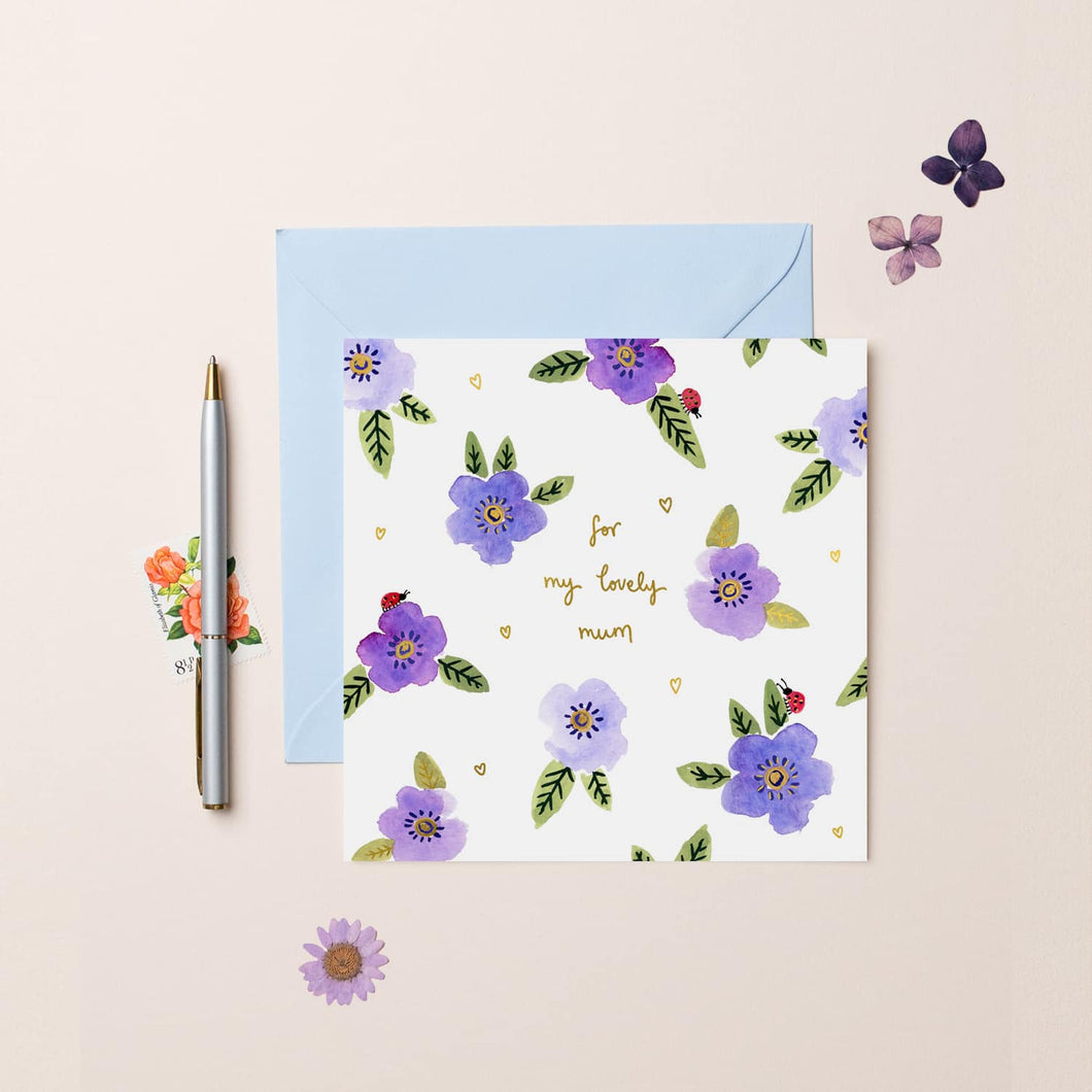 Scattered Anemones Lovely Mum Card