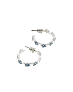 Forget Me Not Silver Stud Hoop Earrings