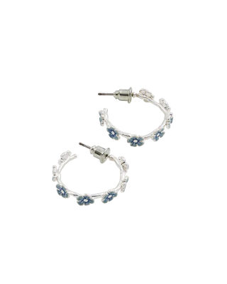 Forget Me Not Silver Stud Hoop Earrings