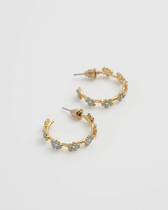 Enamel Forget-Me-Not Flower Hoop Stud Earrings