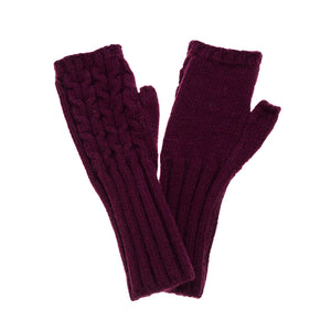 Deep Purple Knitted Fingerless Gloves