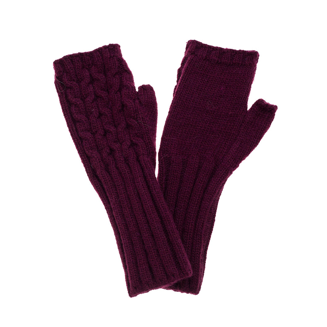 Deep Purple Knitted Fingerless Gloves