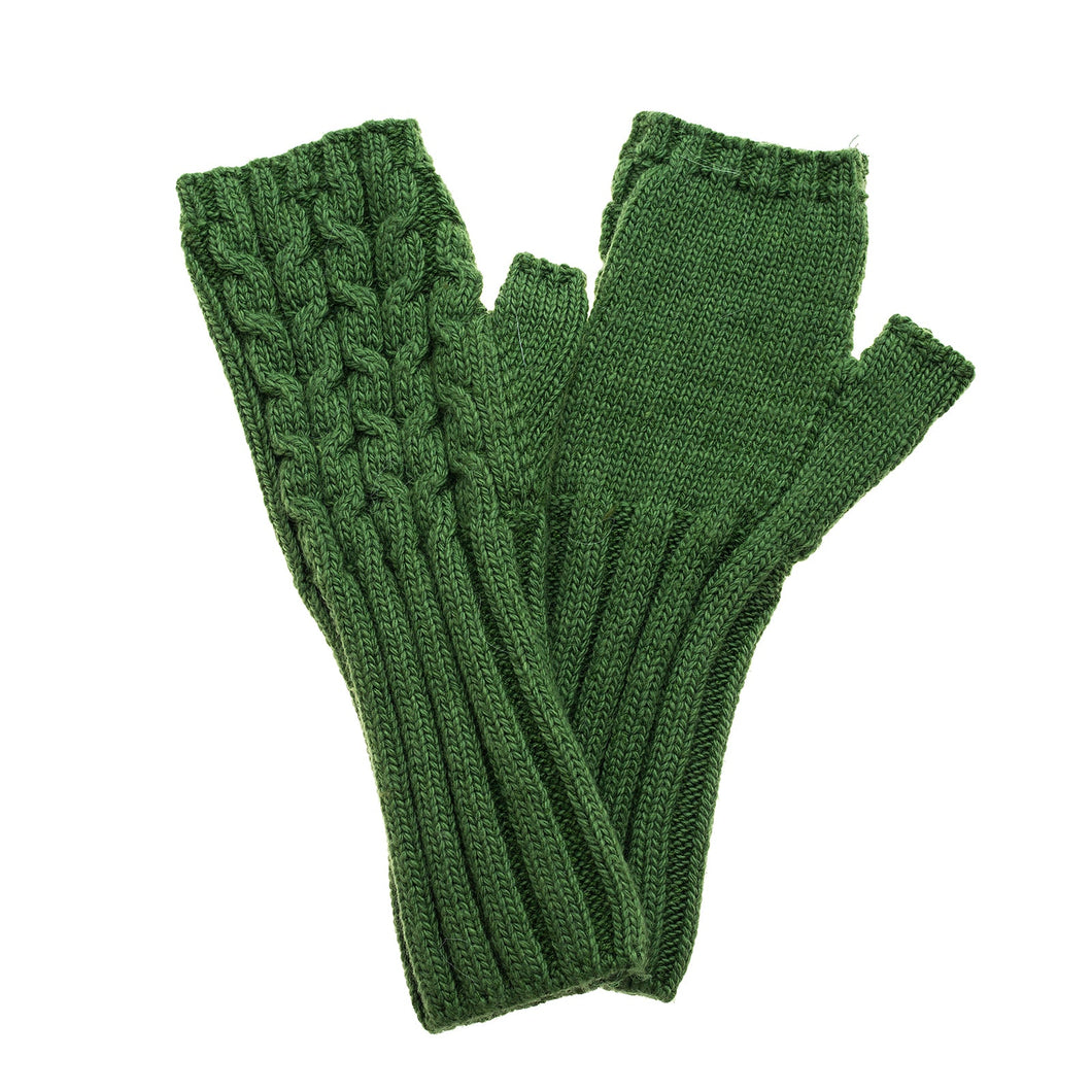 Fern Green Knitted Fingerless Gloves