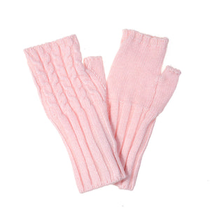 Marshmallow Pink Knitted Fingerless Gloves