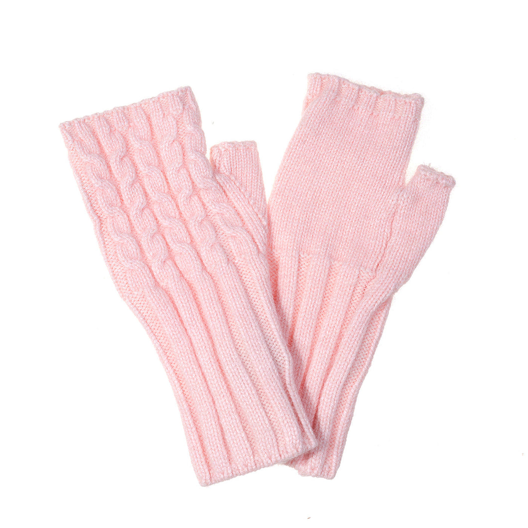 Marshmallow Pink Knitted Fingerless Gloves