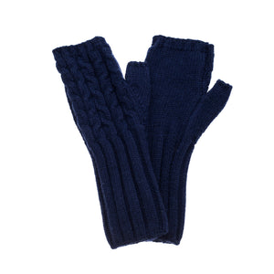 Navy Blue Knitted Fingerless Gloves