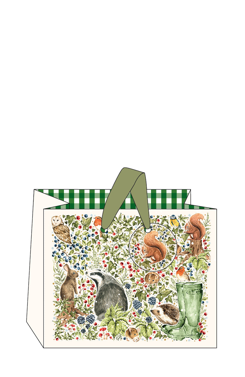 Medium gift bag - Countryside animals landscape