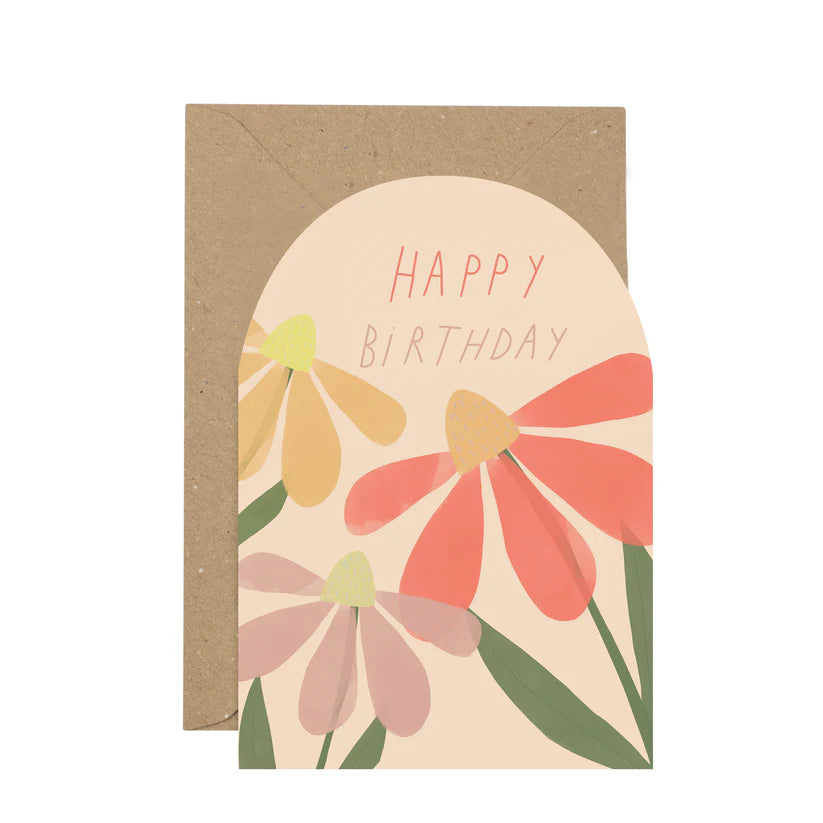 Happy Birthday floral Curved card