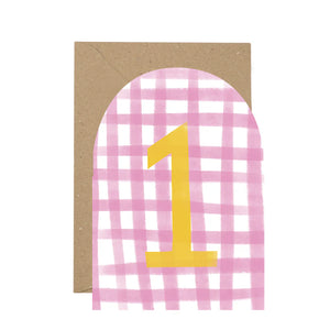 1st Birthday gingham card