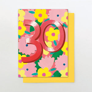 Floral 30th Birthday card