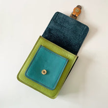 Load image into Gallery viewer, Gertrude Green Blue Zebra Upcycled Leather Handbag
