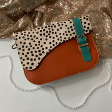 Load image into Gallery viewer, Grace Pumpkin Spot Upcycled Leather Handbag
