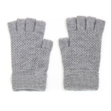 Load image into Gallery viewer, Light Grey Waffle Texture Fingerless Gloves
