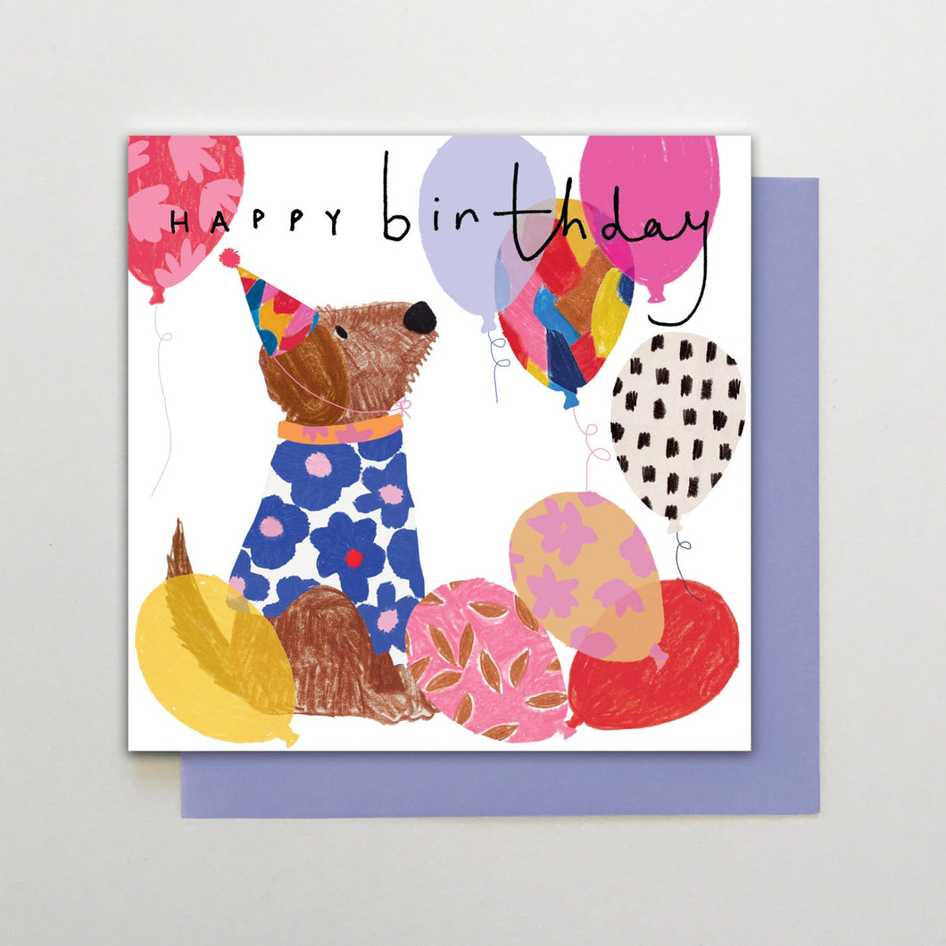 Birthday dog and balloons card