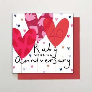 Ruby Wedding Anniversary Balloons card
